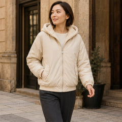 Elara Women's Fleece-Lined Zip Jacket - Beige - Catalog Group: Clothing - Hendlys - Image 2