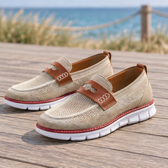 Elian Men's Mesh Penny Loafers - Khaki - mapfoot - Hendlys - Image 3