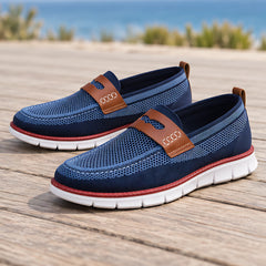 Elian Men's Mesh Penny Loafers - Blue - mapfoot - Hendlys - Image 3