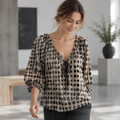 Eliana Women's Soft-Touch Tie-Neck Blouse - Black - 23/7 - Hendlys - Image 2