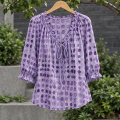 Eliana Women's Soft-Touch Tie-Neck Blouse - Purple - VBLOUSES - Hendlys - Image 3