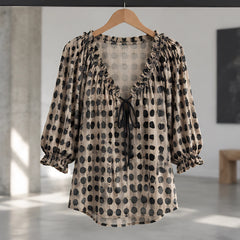 Eliana Women's Soft-Touch Tie-Neck Blouse - Black - VBLOUSES - Hendlys - Image 3