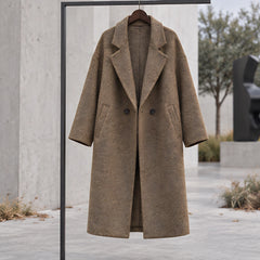 Eliane Women's Longline Wool-Blend Coat - Brown - female - Hendlys - Image 3