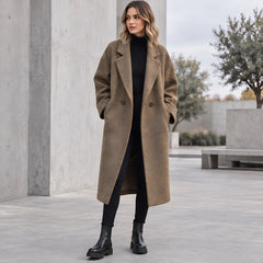 Eliane Women's Longline Wool-Blend Coat - Brown - Women's Clothing > Outerwear > Coats - Hendlys - Image 1
