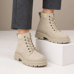 Elin Women's Lug-Sole Lace-Up Boots - Off-white - Department: Women - Hendlys - Image 3