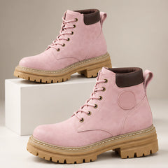 Elin Women's Lug-Sole Lace-Up Boots - Pink - Catalog Group: Footwear - Hendlys - Image 2