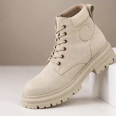 Elin Women's Lug-Sole Lace-Up Boots - Off-white - Women's Footwear > Boots > Lace-Up Ankle Boots - Hendlys - Image 1