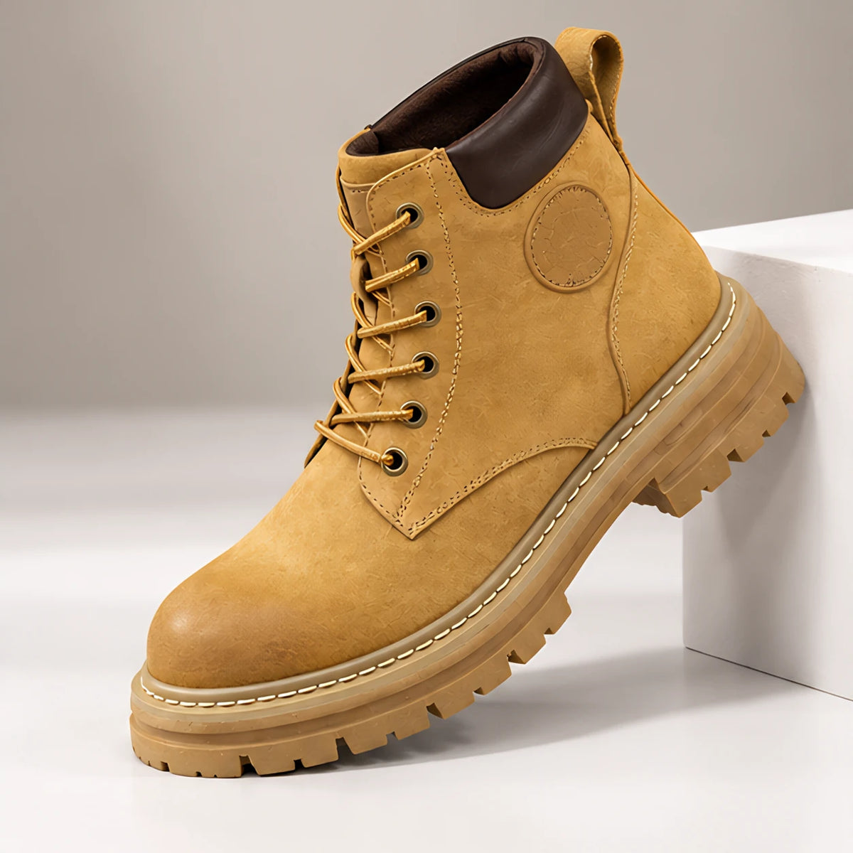 Elin Women's Lug-Sole Lace-Up Boots - Tan - Women's Footwear > Boots > Lace-Up Ankle Boots - Hendlys - Image 1