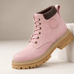 Elin Women's Lug-Sole Lace-Up Boots - Pink - Women's Footwear > Boots > Lace-Up Ankle Boots - Hendlys - Image 1