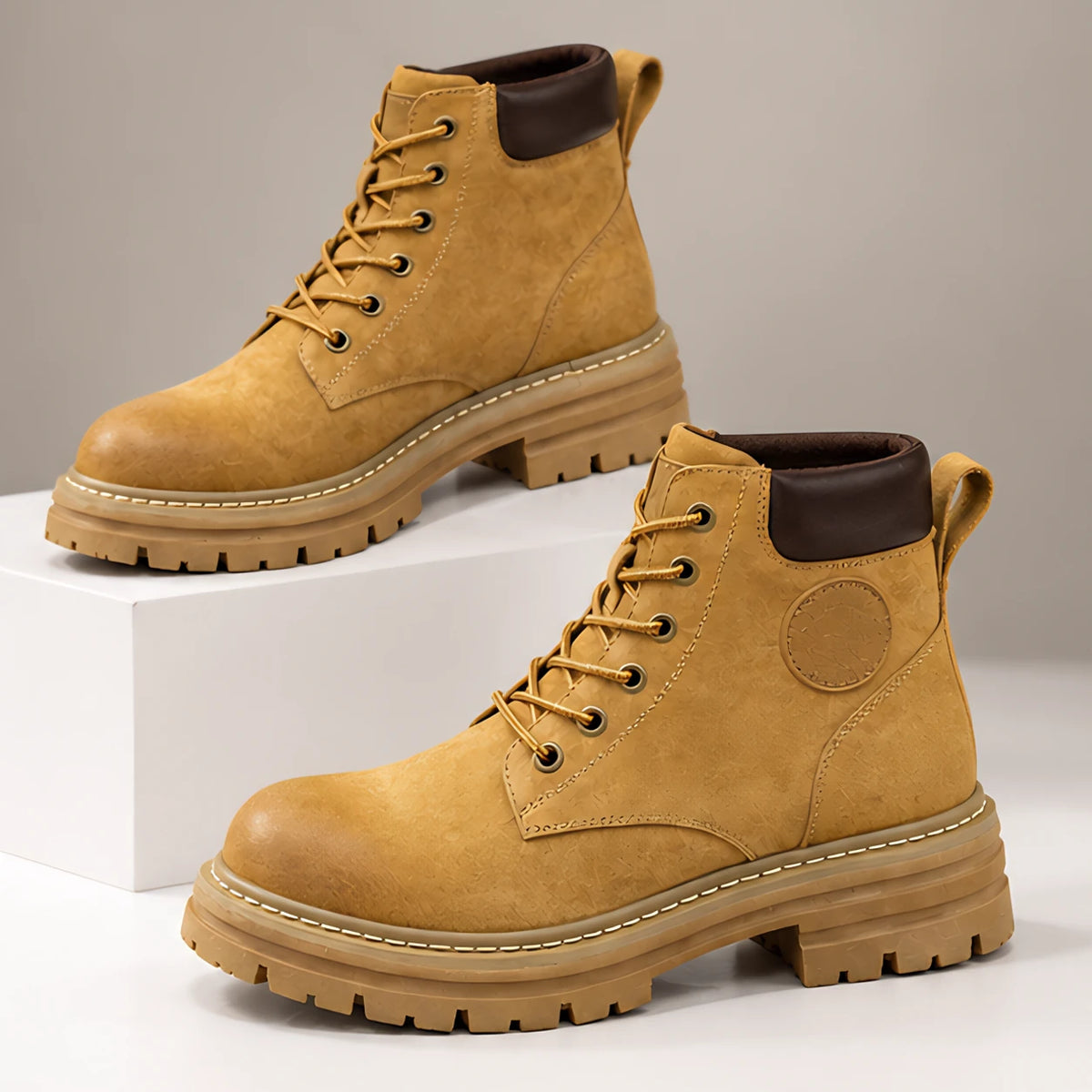 Elin Women's Lug-Sole Lace-Up Boots - Tan - Catalog Group: Footwear - Hendlys - Image 2
