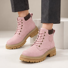 Elin Women's Lug-Sole Lace-Up Boots - Pink - Department: Women - Hendlys - Image 3