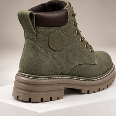 Elin Women's Lug-Sole Lace-Up Boots - Dark Green - Footwear Style: Boots - Hendlys - Image 4
