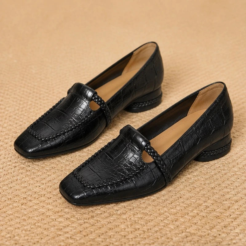 Eliora Square-Toe Leather Loafers - Black - Leather loafers - Hendlys - Image 3