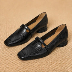 Eliora Square-Toe Leather Loafers - Black - Leather loafers - Hendlys - Image 3