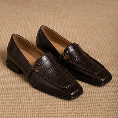 Eliora Square-Toe Leather Loafers - Espresso - Leather loafers - Hendlys - Image 3