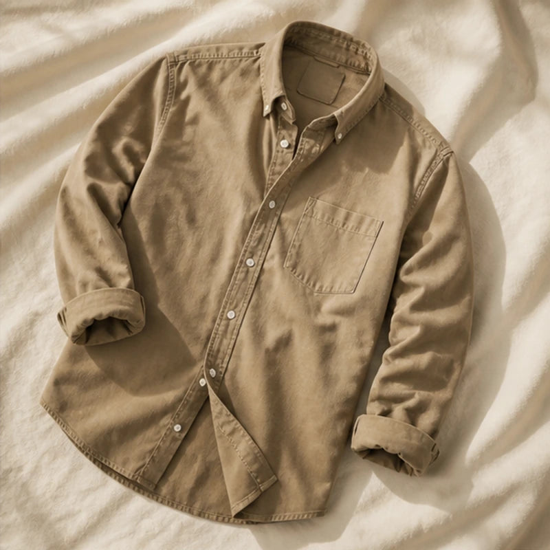 Henderson Cotton Oxford Shirt - Brown - men's shirt - Hendlys - Image 2