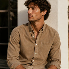 Henderson Cotton Oxford Shirt - Brown - button front - Hendlys - Image 5