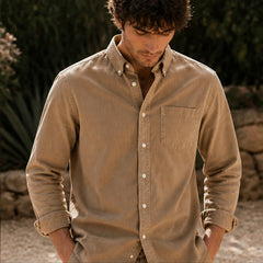 Henderson Cotton Oxford Shirt - Brown - relaxed fit - Hendlys - Image 6