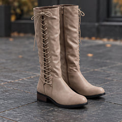 Eugenia Women's Lace-Up Knee-High Riding Boots - Mink - female - Hendlys - Image 3