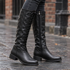 Eugenia Women's Lace-Up Knee-High Riding Boots - Jet - Women's Footwear > Boots > Knee-High Riding Boots - Hendlys - Image 2