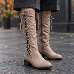 Eugenia Women's Lace-Up Knee-High Riding Boots - Mink - Women's Footwear > Boots > Knee-High Riding Boots - Hendlys - Image 1
