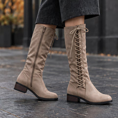 Eugenia Women's Lace-Up Knee-High Riding Boots - Mink - Women's Footwear > Boots > Knee-High Riding Boots - Hendlys - Image 2