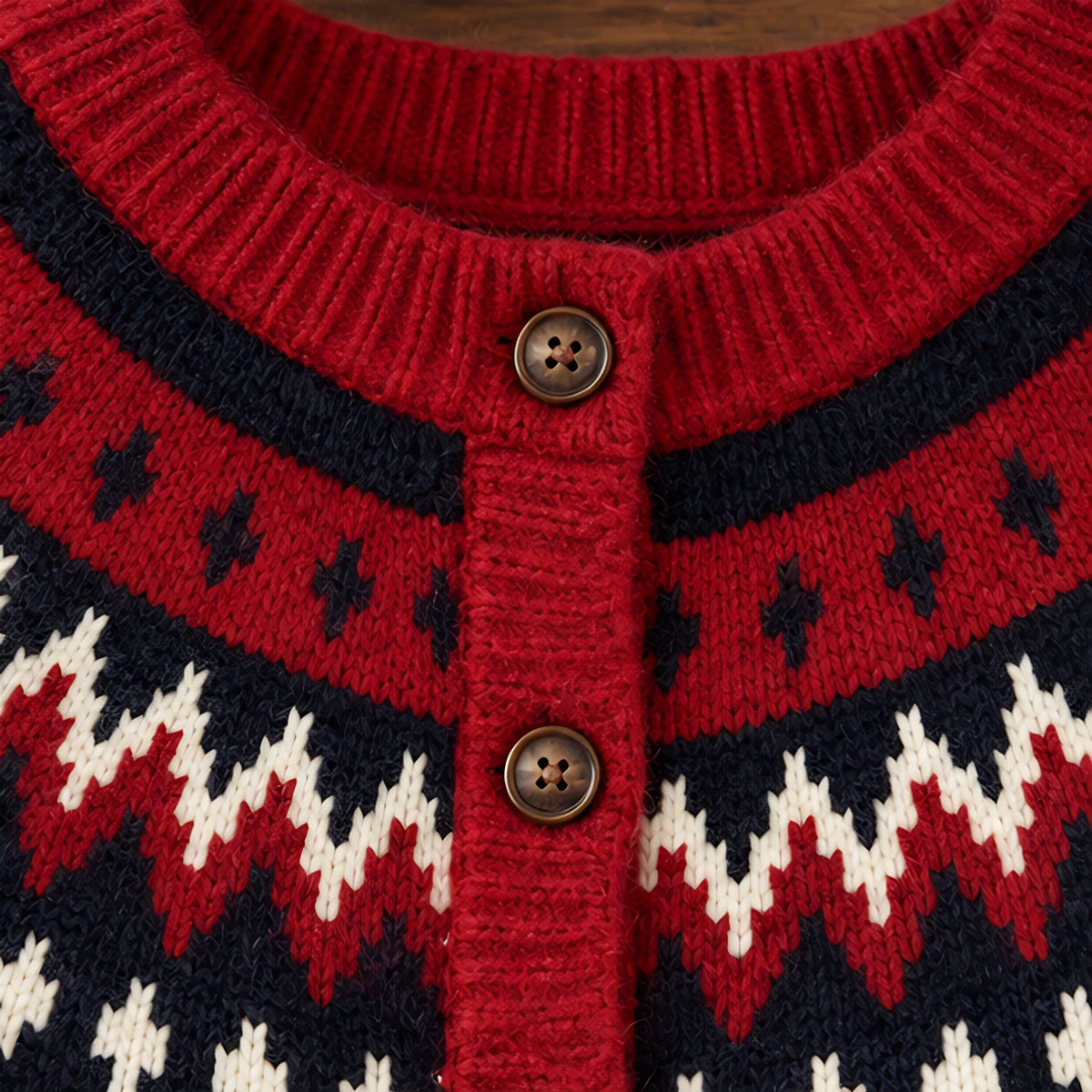 Evelia Women's Fair Isle Yoke Cardigan - Wine - relisted - Hendlys - Image 4