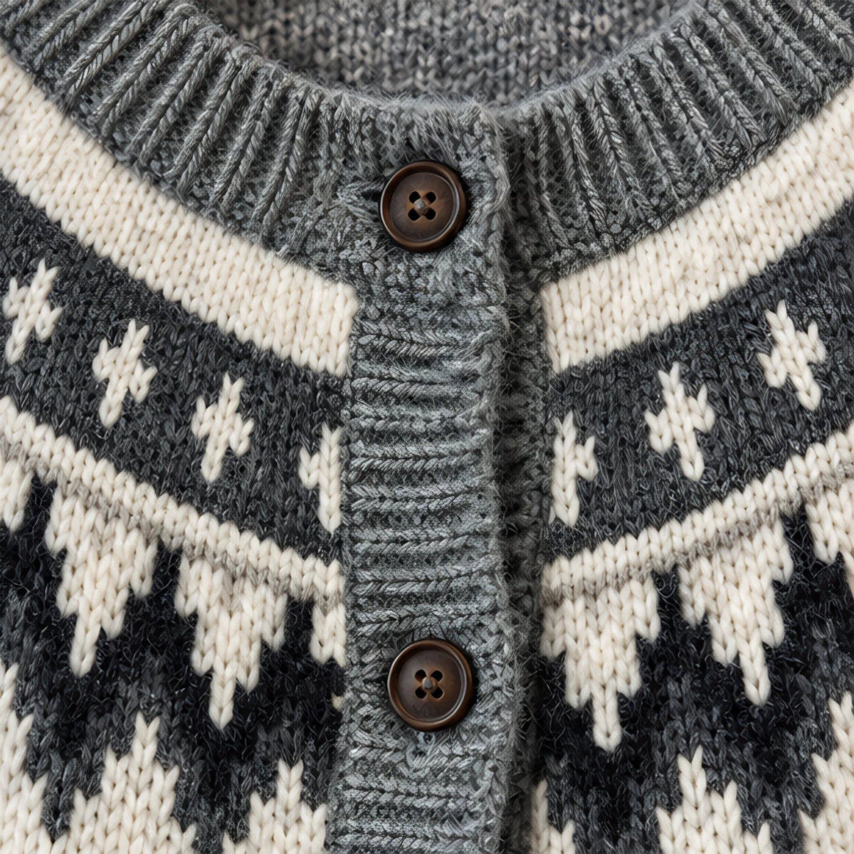 Evelia Women's Fair Isle Yoke Cardigan - Grey - relisted - Hendlys - Image 4