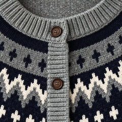 Evelia Women's Fair Isle Yoke Cardigan - Navy - relisted - Hendlys - Image 4