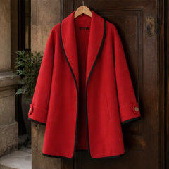Evelina Oversized Shawl-Collar Wool Coat - Red - Department: Women - Hendlys - Image 3