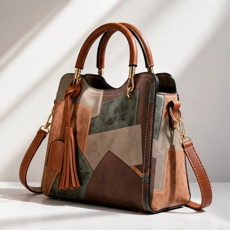 Evelisse Panelled Structured Top-Handle Handbag - Thistle - Women's Accessories > Structured Top-Handle Handbags - Hendlys - Image 1