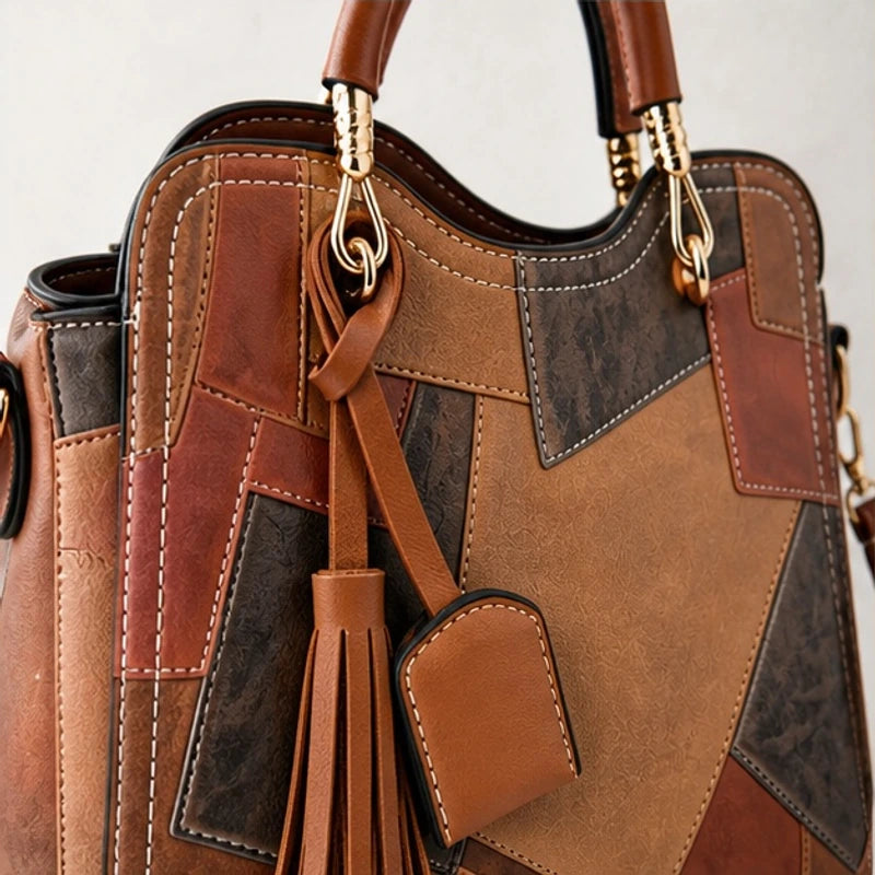 Evelisse Panelled Structured Top-Handle Handbag - Umber - Women's Accessories > Structured Top-Handle Handbags - Hendlys - Image 2