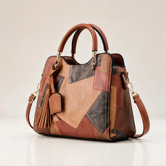 Evelisse Panelled Structured Top-Handle Handbag - Umber - Women's Accessories > Structured Top-Handle Handbags - Hendlys - Image 1