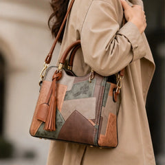 Evelisse Panelled Structured Top-Handle Handbag - Thistle - Women's Accessories > Structured Top-Handle Handbags - Hendlys - Image 2