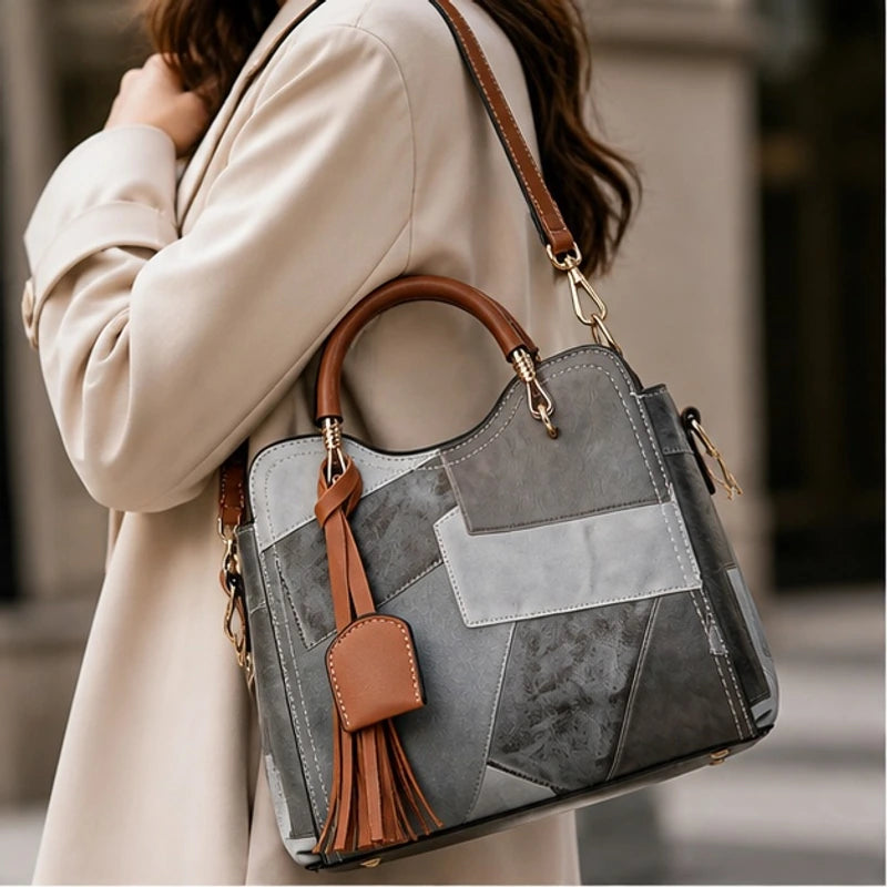 Evelisse Panelled Structured Top-Handle Handbag - Slate - Women's Accessories > Structured Top-Handle Handbags - Hendlys - Image 2