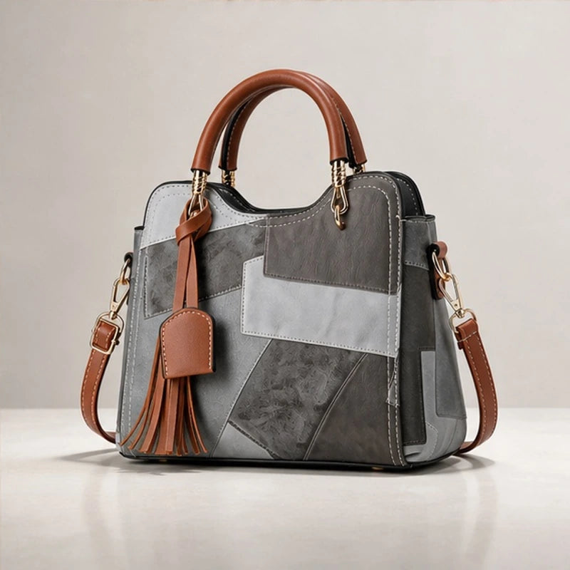 Evelisse Panelled Structured Top-Handle Handbag - Slate - Women's Accessories > Structured Top-Handle Handbags - Hendlys - Image 1