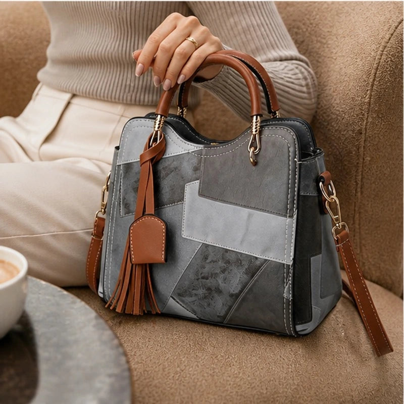 Evelisse Panelled Structured Top-Handle Handbag - Slate - female - Hendlys - Image 3