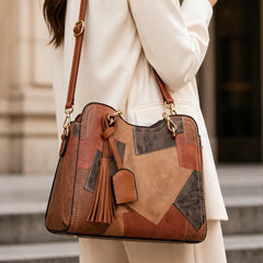 Evelisse Panelled Structured Top-Handle Handbag - Umber - female - Hendlys - Image 3