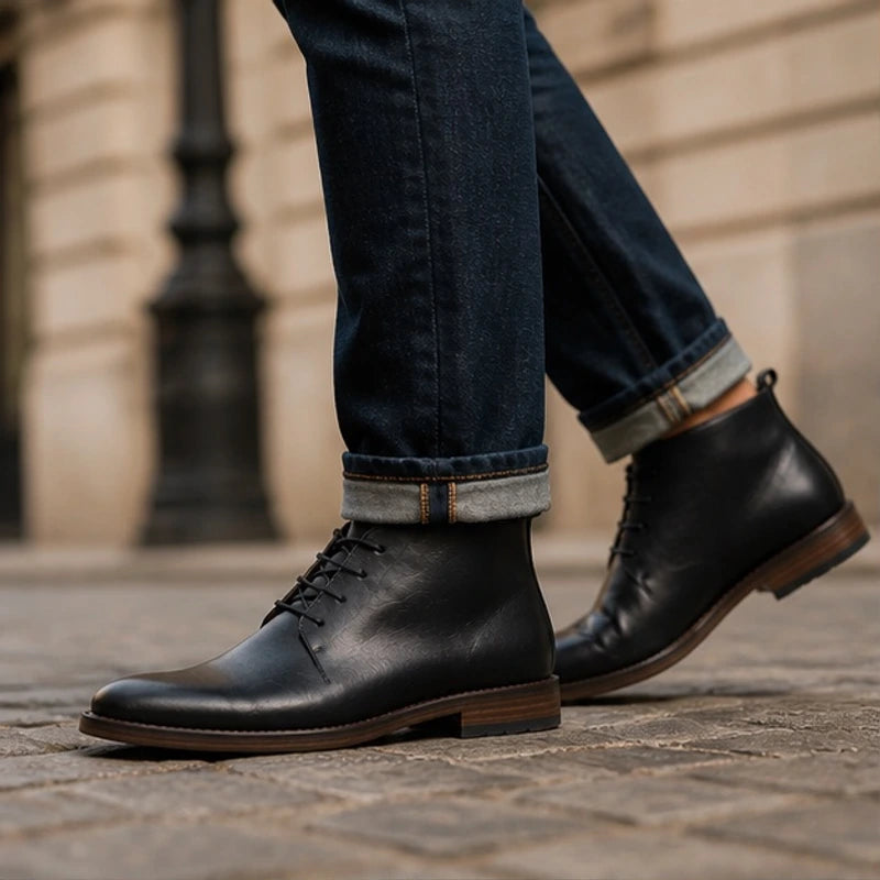 Farnham Leather Ankle Boots - Black - Department: Men - Hendlys - Image 3