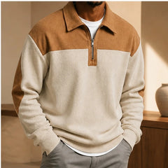 Farron Textured Colorblock Polo Sweater - Off-White - Clothing > Sweaters & Cardigans > Quarter-Zip Polo Sweaters - Hendlys - Image 1