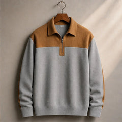 Farron Textured Colorblock Polo Sweater - Gray - Clothing > Sweaters & Cardigans > Quarter-Zip Polo Sweaters - Hendlys - Image 2