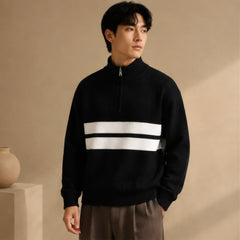 Fenmore Knit Half Zip Sweater - Black - Clothing > Tops > Half-Zip Sweaters - Hendlys - Image 1