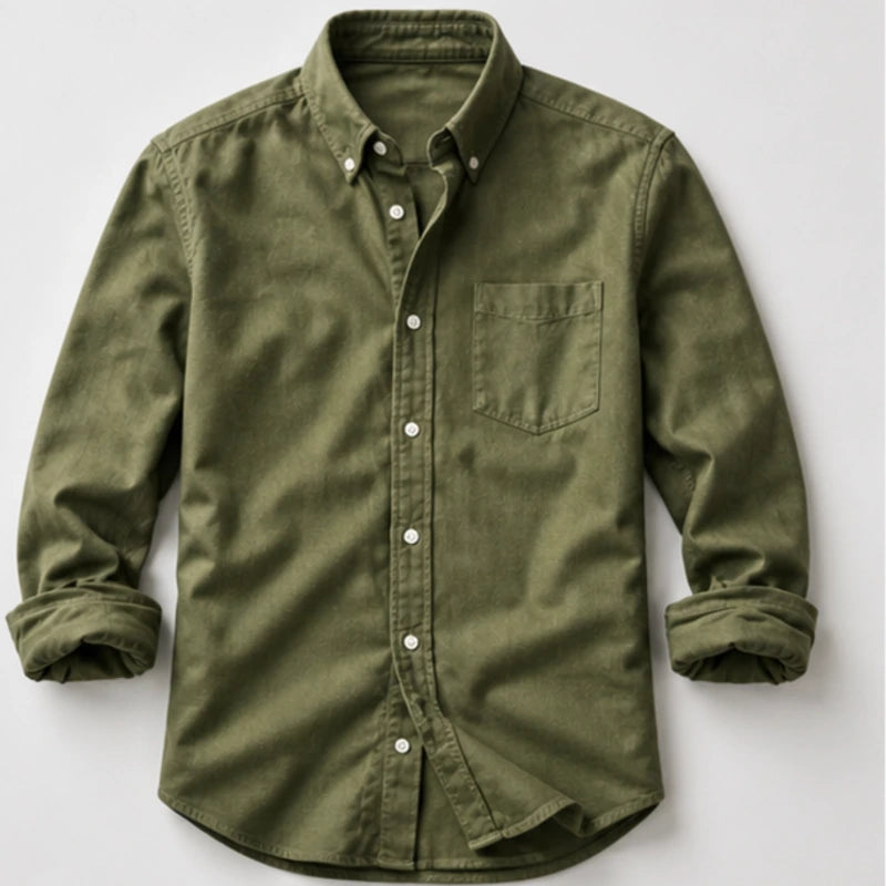 Henderson Cotton Oxford Shirt - Green - Shirt - Hendlys - Image 1