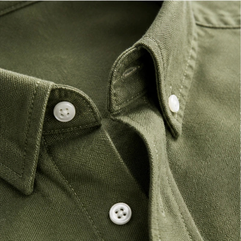 Henderson Cotton Oxford Shirt - Green - oxford shirt - Hendlys - Image 3