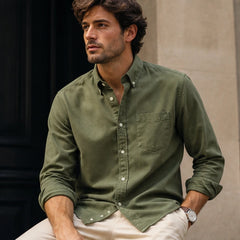 Henderson Cotton Oxford Shirt - Green - cotton shirt - Hendlys - Image 4