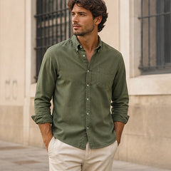 Henderson Cotton Oxford Shirt - Green - relaxed fit - Hendlys - Image 6
