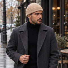 Fitzroy Stretch Knit Ribbed Beanie - Beige - Accessory - Hendlys - Image 2