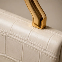 Florence Structured Croc-Embossed Leather Clutch - White - clutch bag - Hendlys - Image 3
