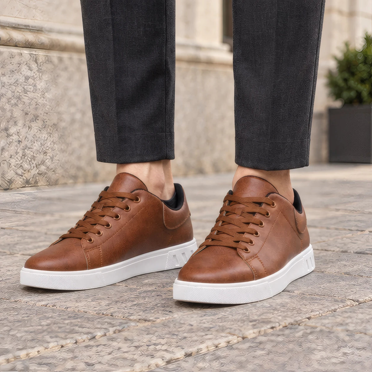 Foxley Leather Court Sneakers - Brown - Sneakers - Hendlys - Image 2