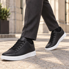 Foxley Leather Court Sneakers - Black - Footwear > Sneakers > Low-Top Court Sneakers - Hendlys - Image 1